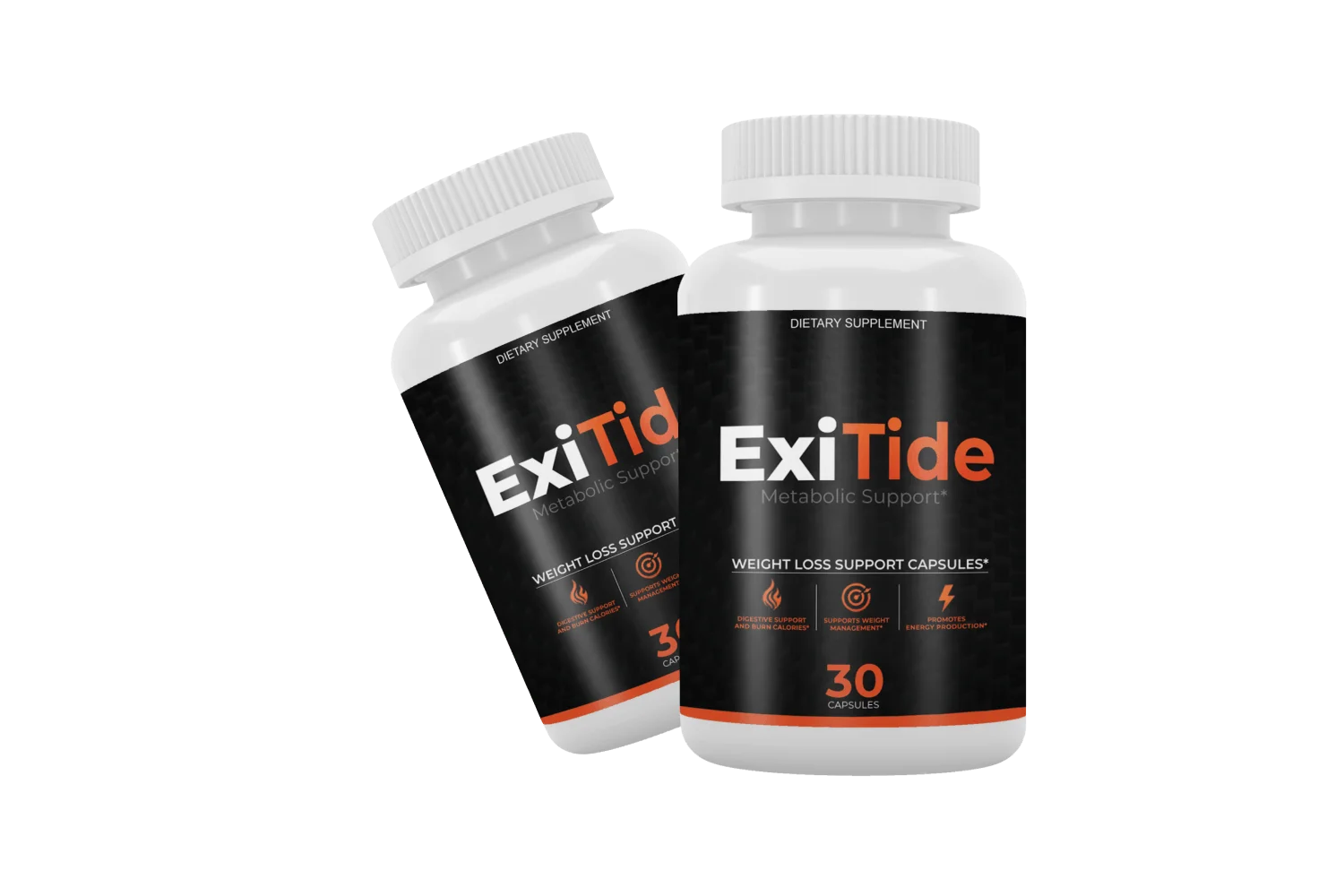 Two Exitide Metabolic Support bottles, each containing 30 capsules